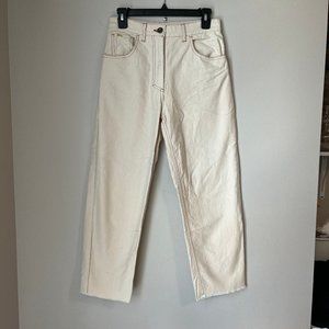 High-Rise Cropped Nanushka White Jeans